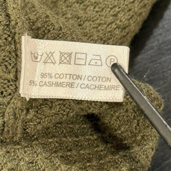 Lisa Todd “Cuff Bluff” Cashmere Blend Olive Green Boho Heart Sweater Womens XL - Picture 11 of 13